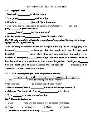 Revision for the first semester English 6